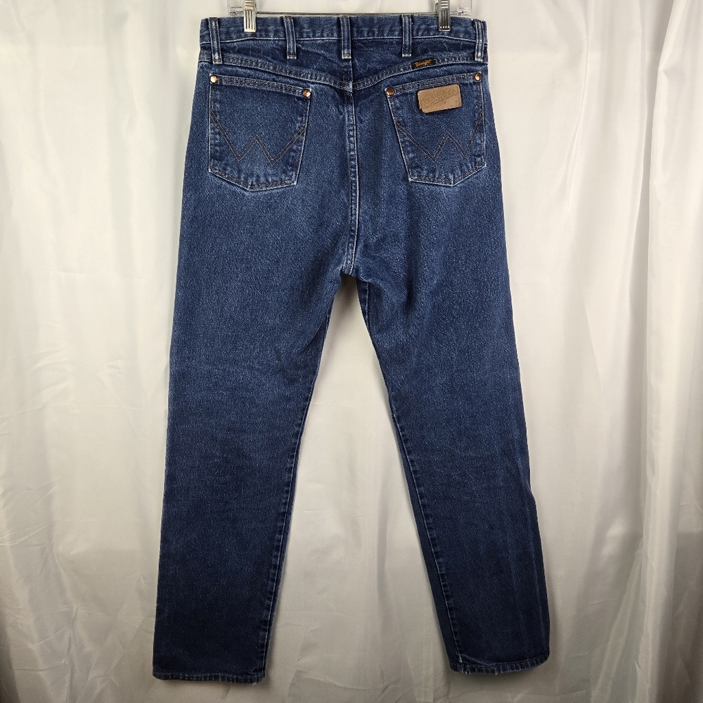 Vintage Wrangler Mens Straight Leg Blue Denim Jeans Size 35x34 - Picture 11 of 15